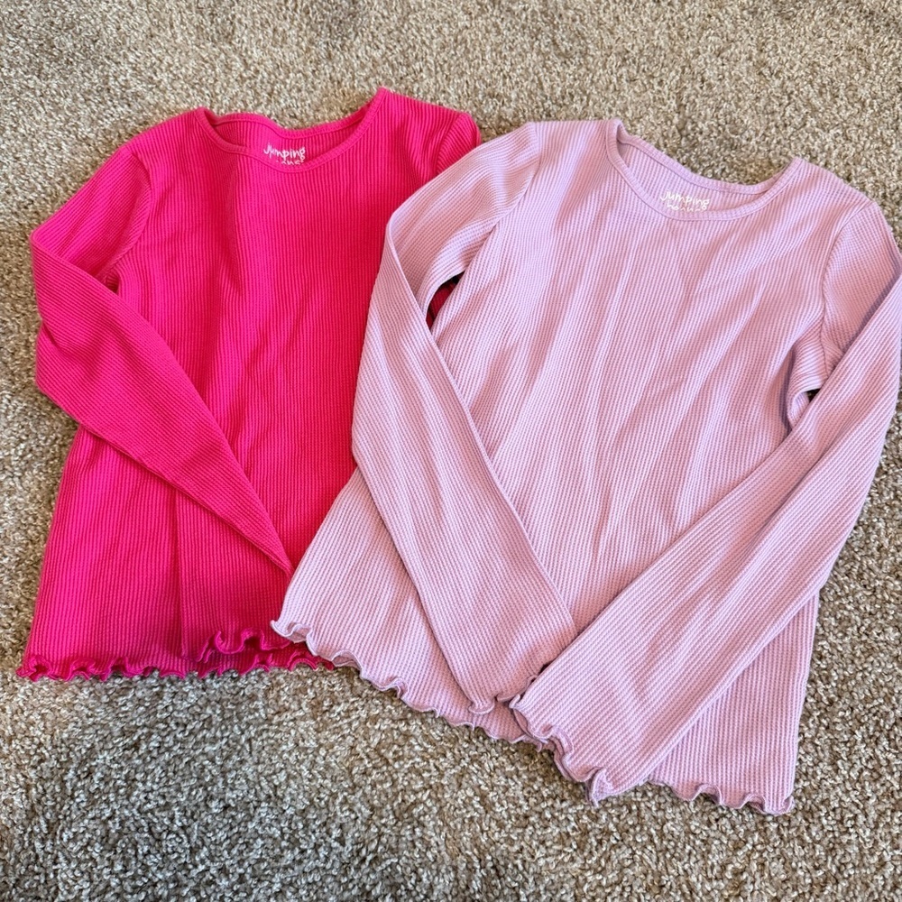 Jumping bean girls thermal long sleeve bundle size size lavender and bright pink